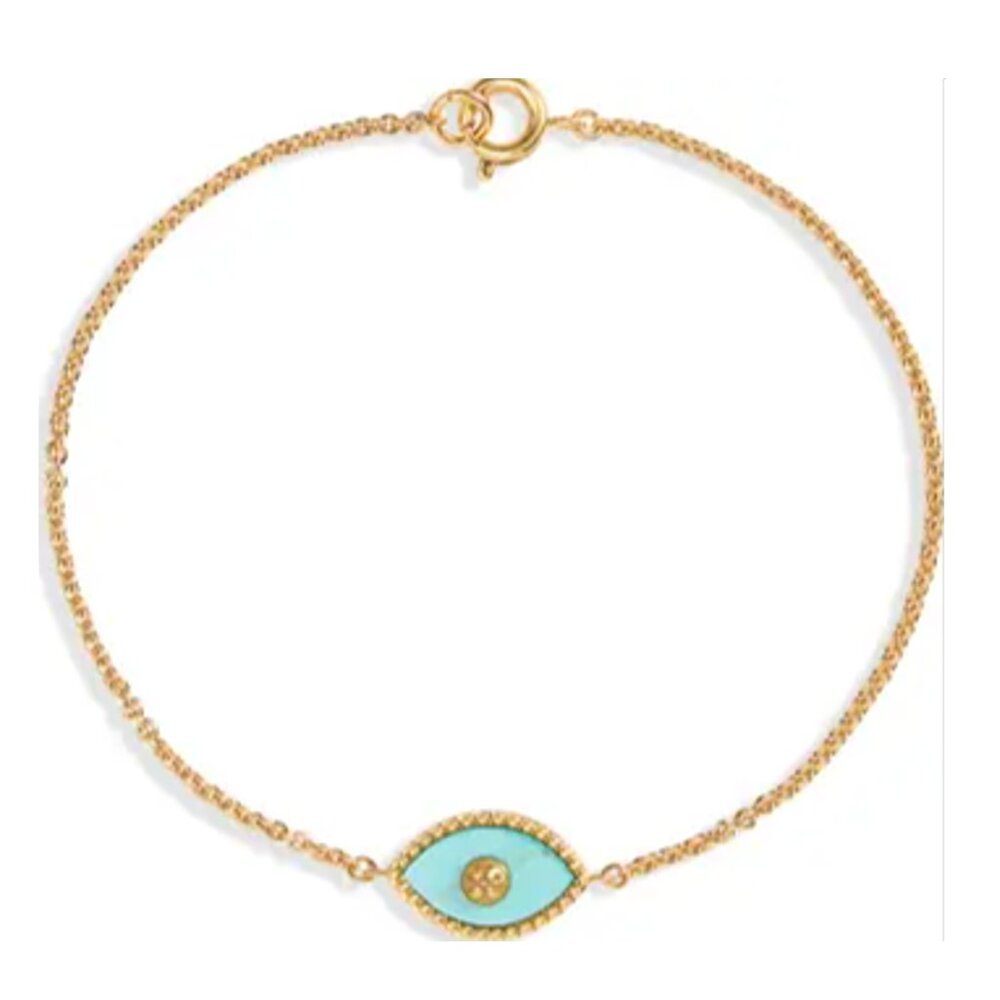 Tory Burch Gold & Turquoise Evil Eye Bracelet